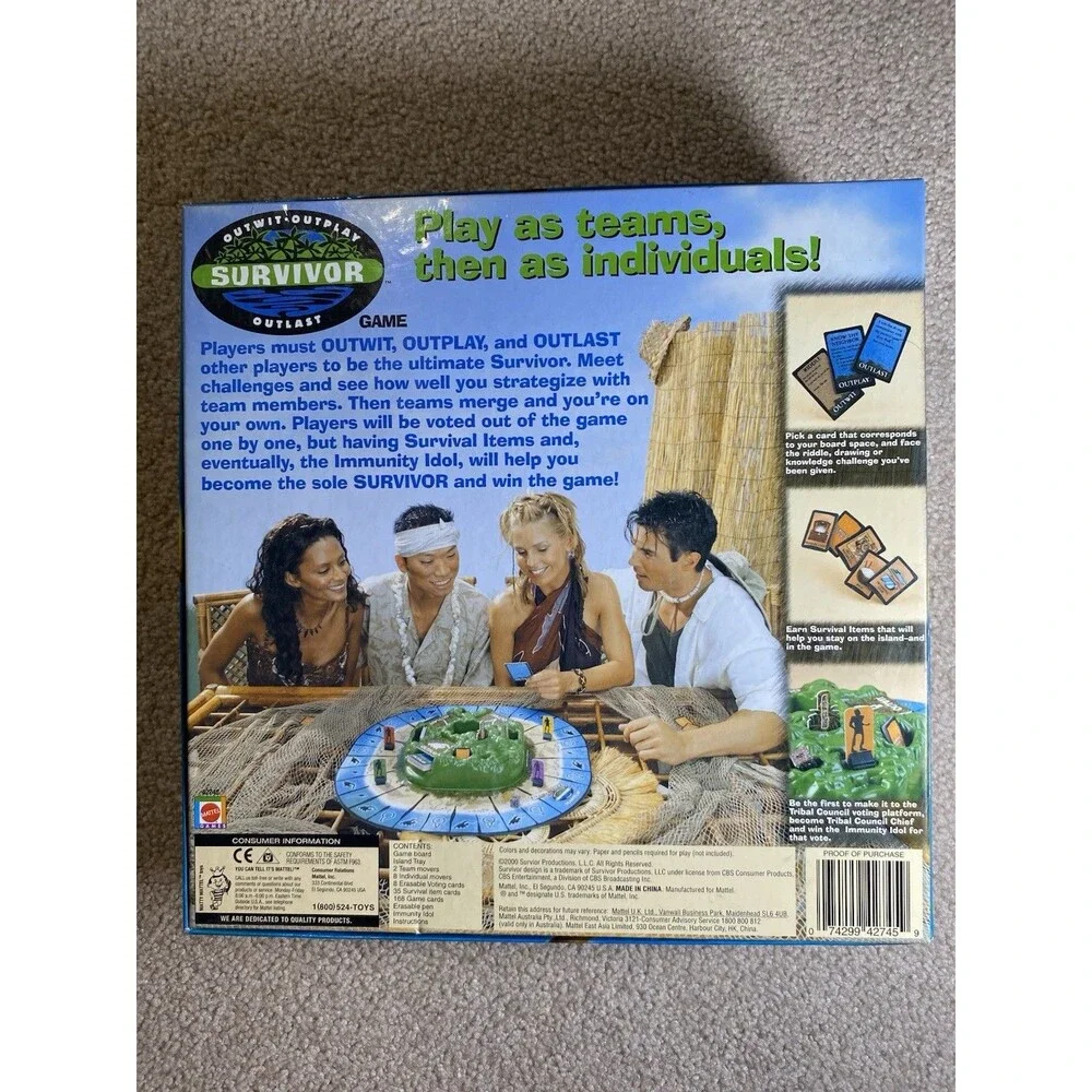 Survivor Board Game 2000 Mattel CBS TV Show Outwit Outplay Outlast Vintage New